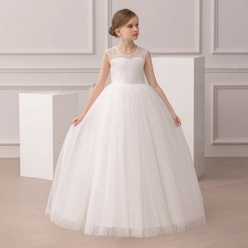 Mädchen glitzerndes Tüll-Puffärmel-Vintage-Kleid, Prinzessin, Hochzeit, Brautjungfer, Party, Urlaub