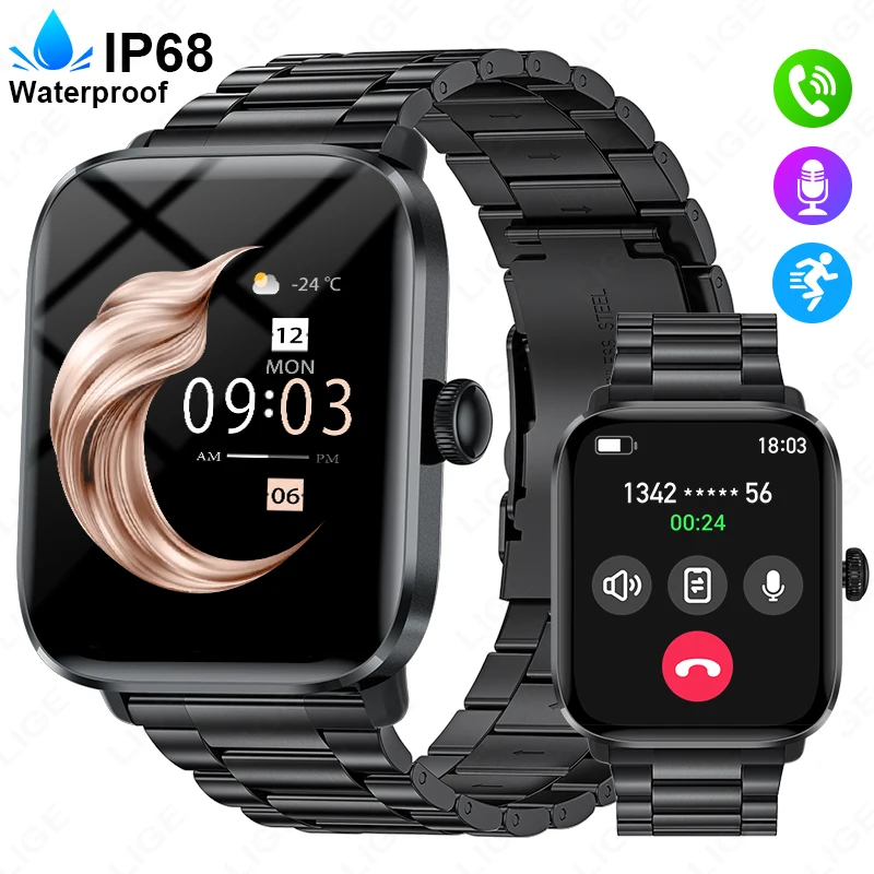 

Смарт-часы LIGE Fashion для мужчин и женщин, мониторинг здоровья, HD-экран 1,83 дюйма, браслет с измерением пульса, спортивный трекер, фитнес-смарт-часы, новинка