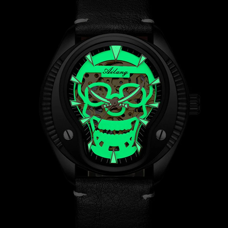 New Skull Luminous Watches Fully Automatic Men Watches Hollowed Fashion Mechanical Watches Luxury Man Watch Reloj Hombre