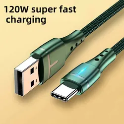 120W USB C Cable 6A Type C Super Fast Charging Wire For Huawei P50 P40 P30 Xiaomi Samsung Phone USB Cable Data Cord Type C Cable