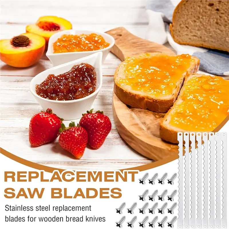DT15 8 Pcs Stainless Steel Bread Knife Blades Replacement Serrated Bread Cutter Blades 10.8 Inches for Homemade Bread Cutting