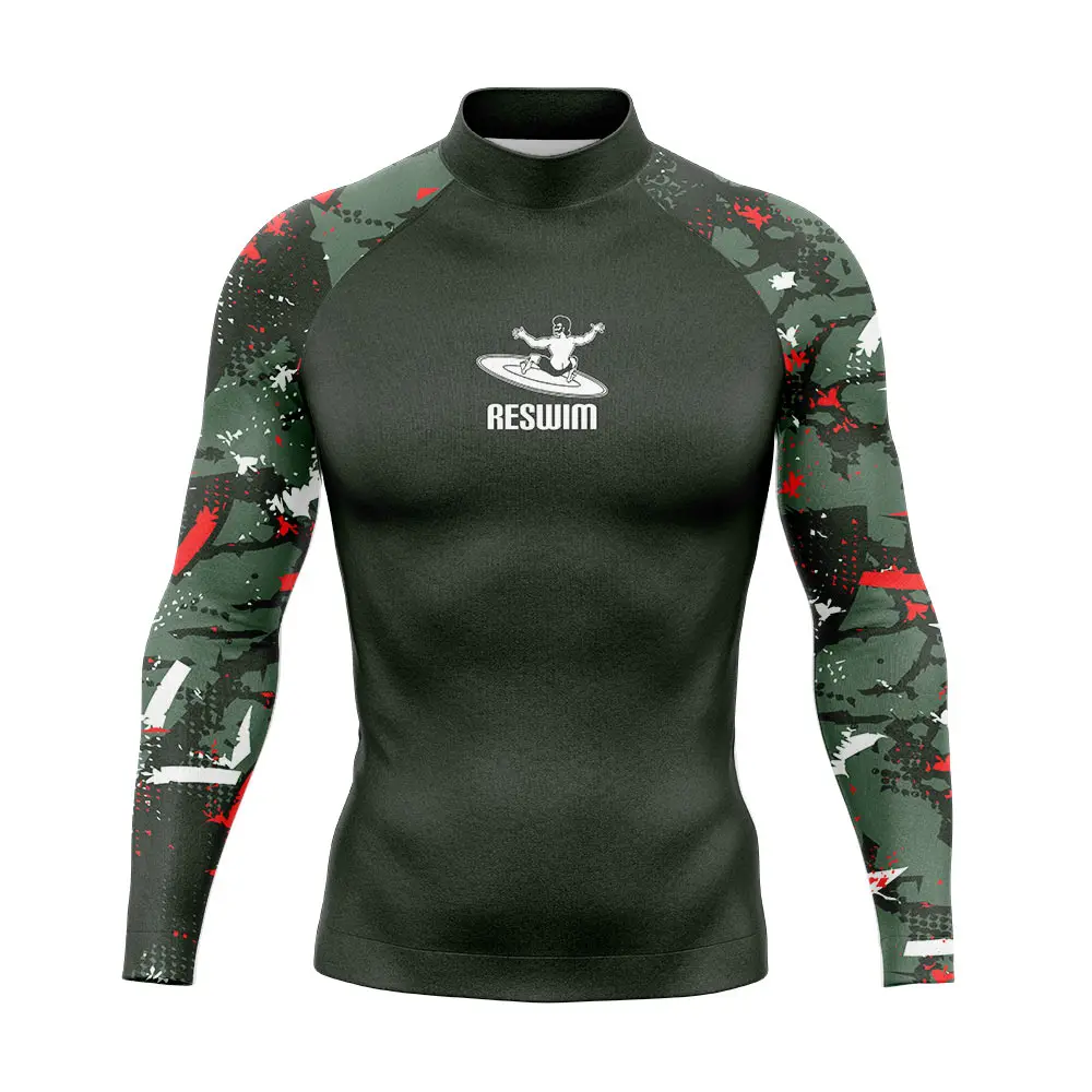 Funny Beach UV Protection Swimsuit Men's Rash Guards Long Sleeve Surfing Diving Swimwear Sports Quick Dry Swimming Surf T-shirt