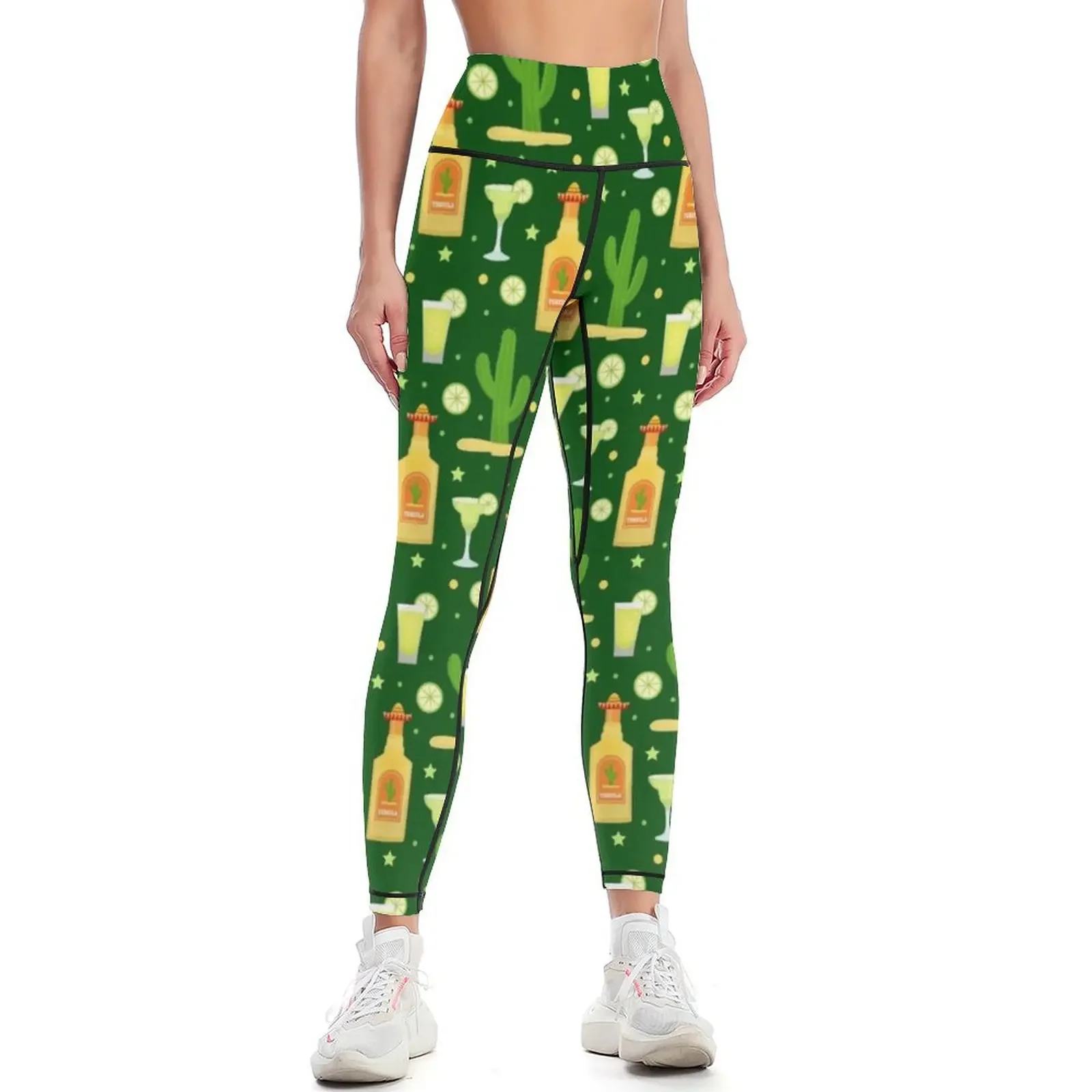 CACTUS TEQUILA PATTERN / CINCO DE MAYO MEXICAN FESTIVAL / CARNIVAL Leggings sports for trousers Womens Leggings