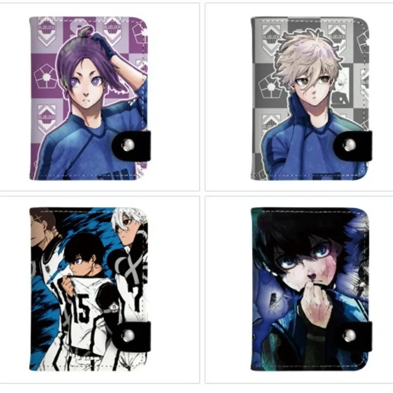 Hot Anime Blue and Locks Series Vertical Snap Wallet Cartoon Role Creativity Printing Coin Purse Clutch Bag Men and Women Gift