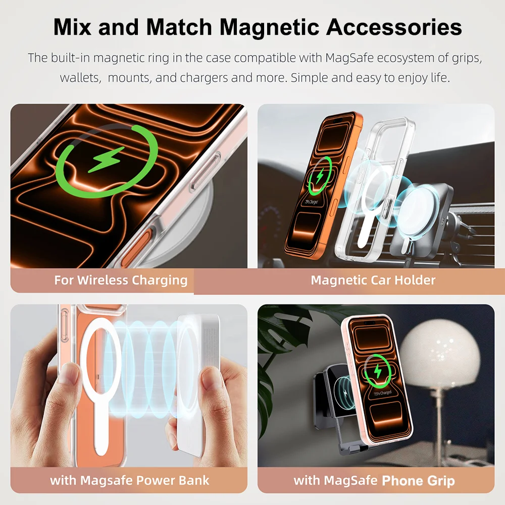 حامل مغناطيسي Ultra Grippopso لهاتف iPhone 17 Air 16 Pro Max [متوافق مع MagSafe] حلقة هاتف شحن لاسلكي Co