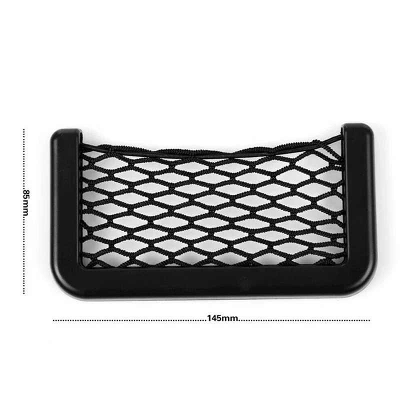 1pc Car Net Bag Holder Interior Mesh Organizer Phone Pocket Side Door Storage 15*8 cm String ABS Black Decoration