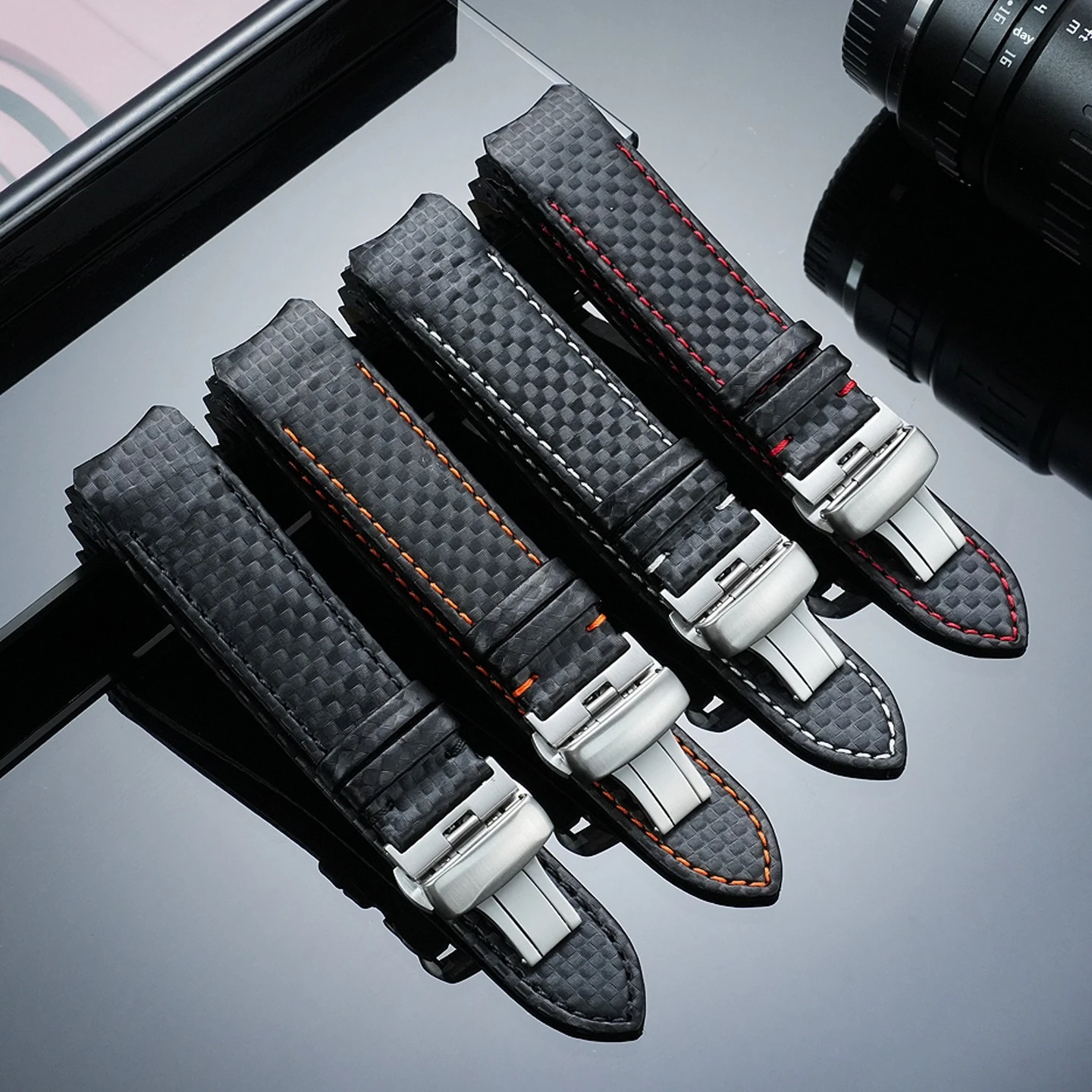 Suitable for 1853 Tissot T091 carbon fiber pattern Genuine leather watchband T091420A T047/T013 replacement accessories male