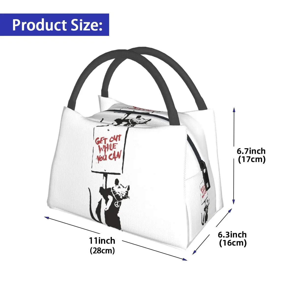 Get Out While You Can Banksy Graffiti Insulated Lunch Bag for School Picnic Storage Food Boxes Portable Cooler Thermal Lunch Box