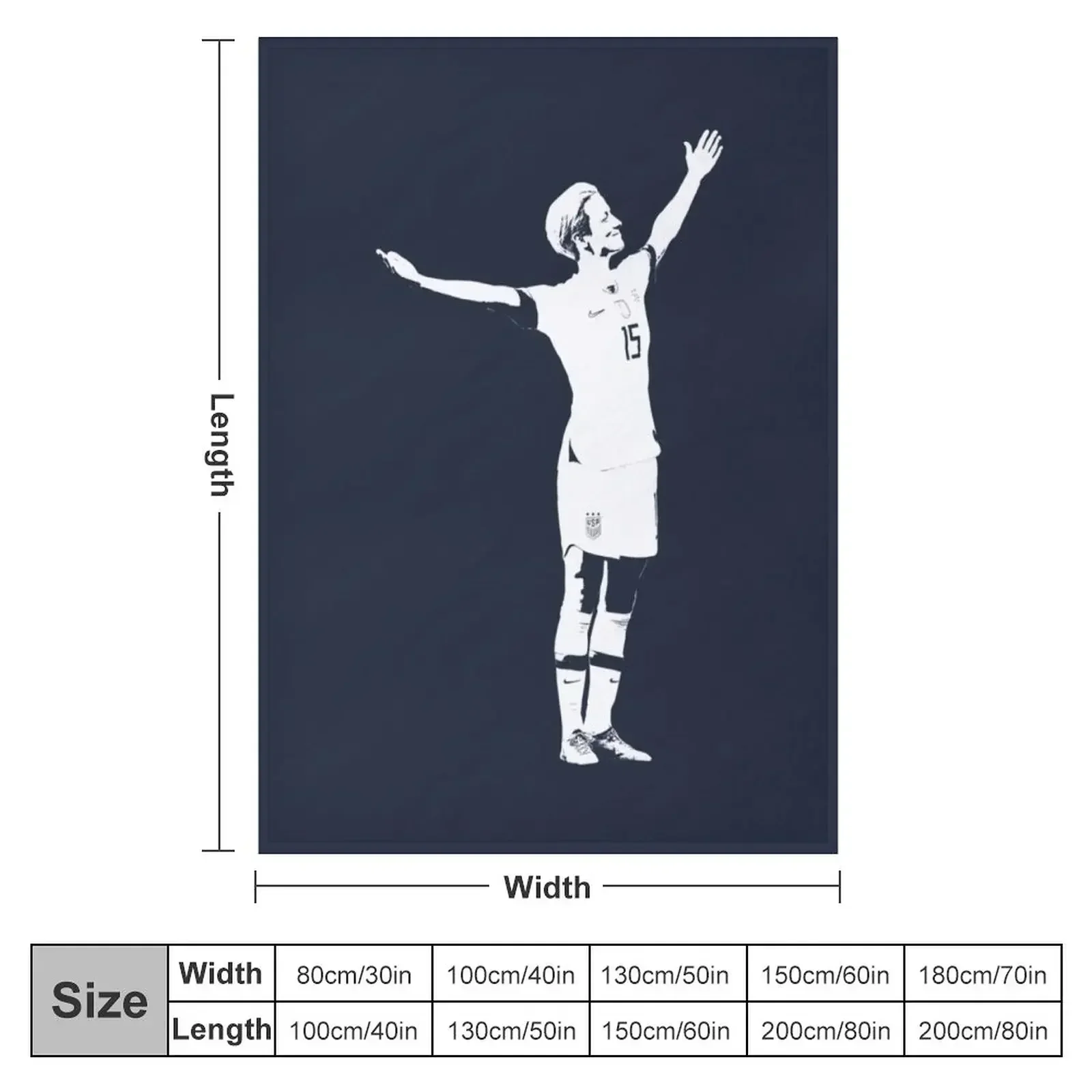 Megan Rapinoe The Victory PoseWhite Stencil Throw Blanket Hair Baby Heavy Flannel Fabric Blankets