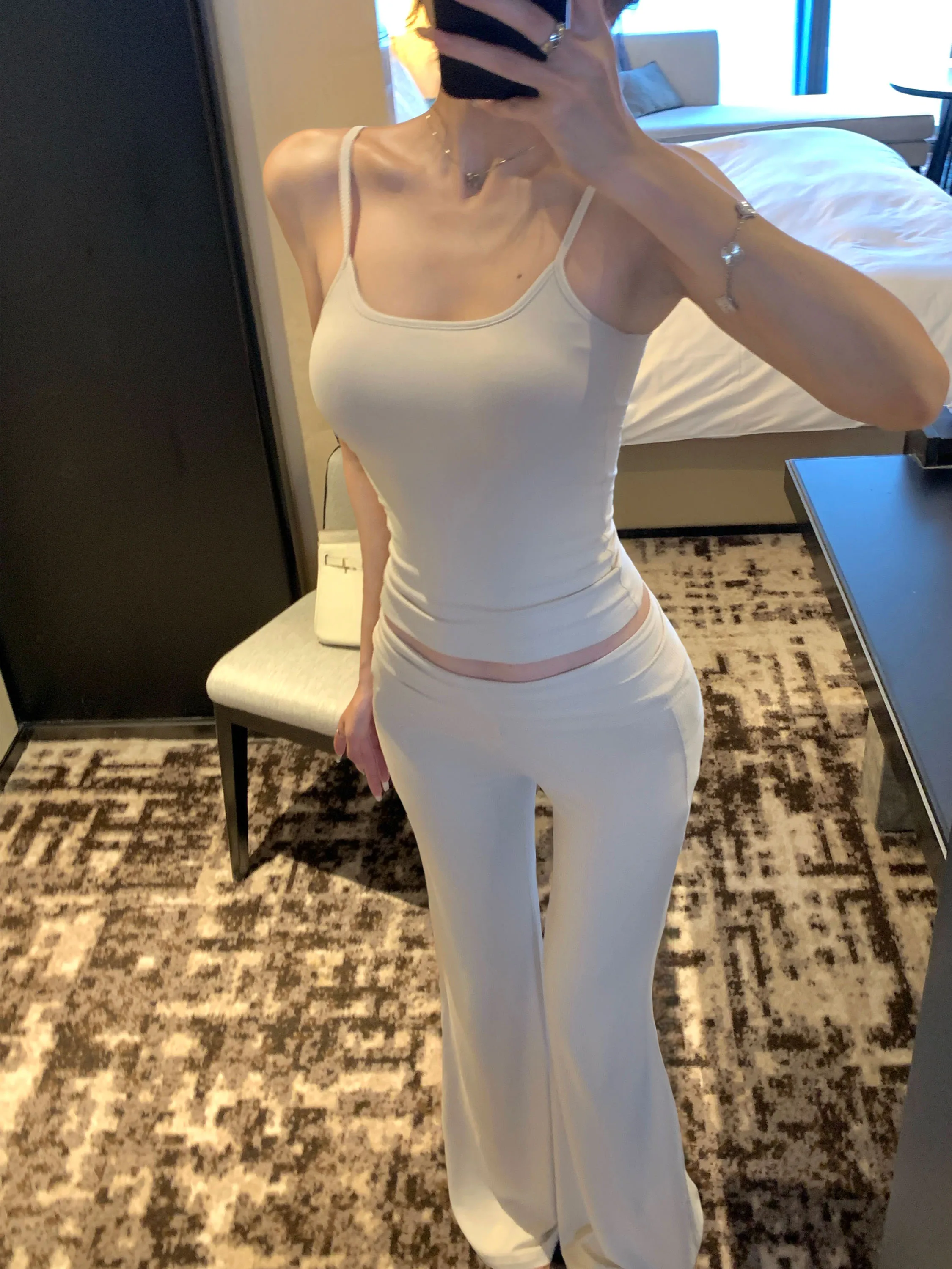 

Sexy Pure Color Slimming Strap Vest Women's Removable Chest Pad Versatile Slim Fit Top Wan Bu Wan Commute Sle Single Piece