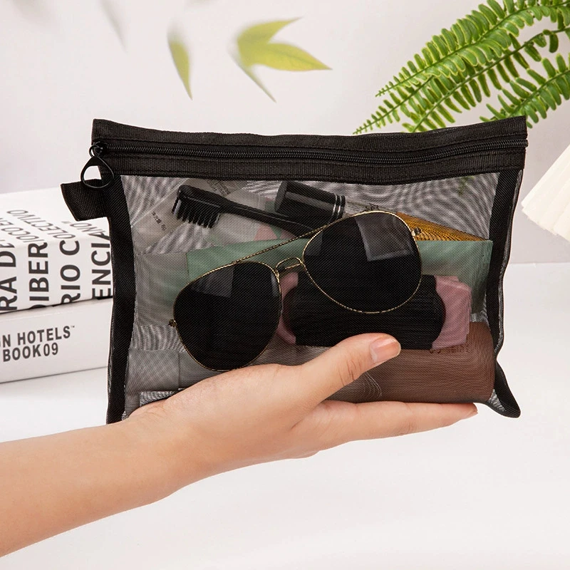 

3pcs Mesh Clear Cosmetic Bags Women Black Makeup Bag Portable Travel Toiletry Organizer Case Lipstick Storage Pouch Gift