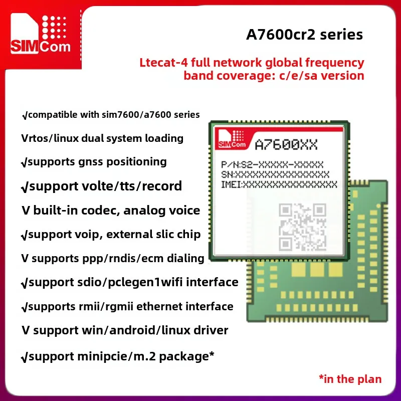 Il modulo router CPE 4G A7600C R2 supporta la porta Ethernet RMii dual band WIFI core comunicazione segnale simcom