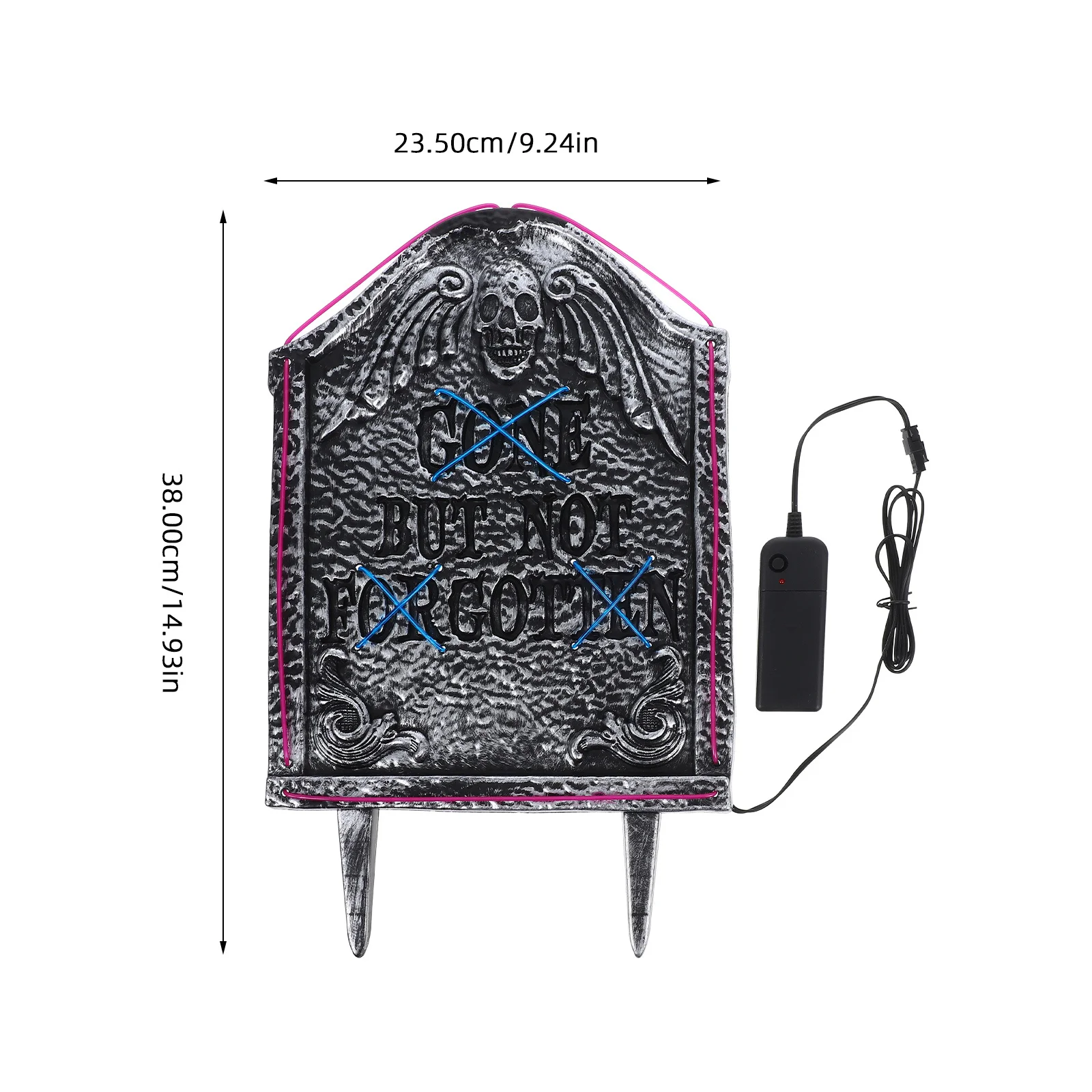 Pierre tombale lumineuse Led de 15 pouces, double couleur, lumière bleue violette pour l'extérieur, décoration de fête de cimetière de cour d'halloween