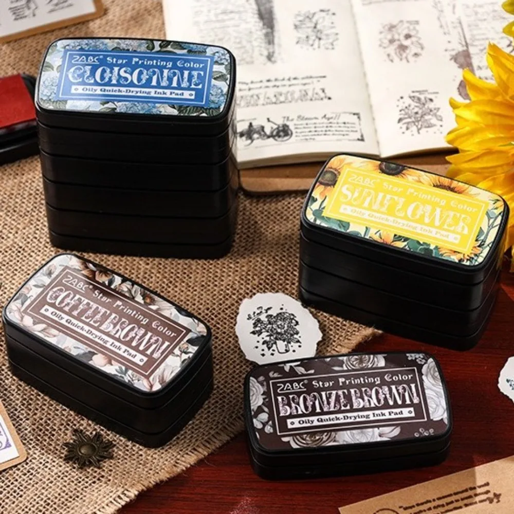 แบบพกพาหมึกที่มีสีสัน Pad รูปสี่เหลี่ยมผืนผ้าโรงเรียนอุปกรณ์เสริม Self Ink Stamp ใช้งานง่าย Inkpad สําหรับ Planner แสตมป์สมุดภาพ