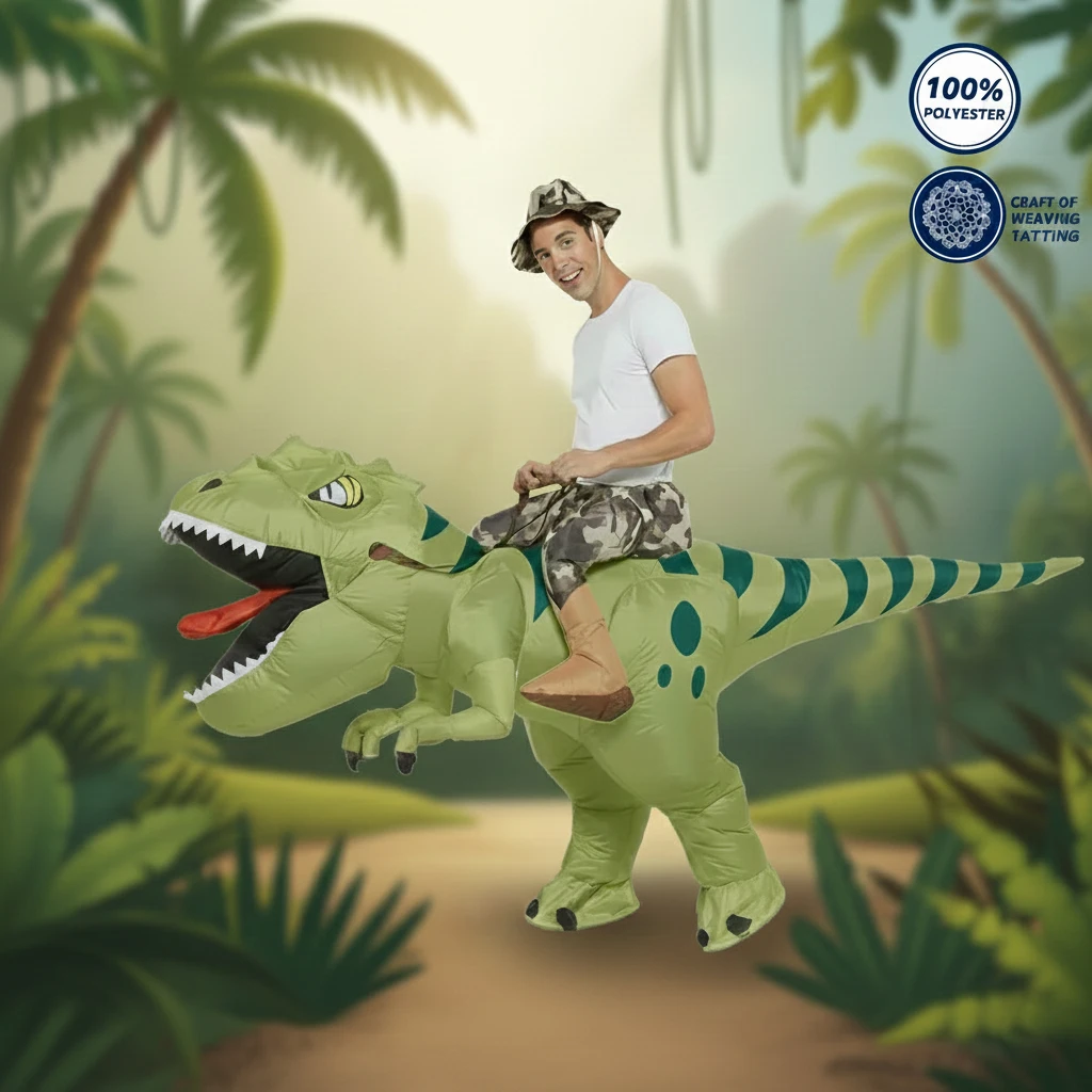 

Взрослый надувной костюм зеленого динозавра для верховой езды, бега, забавный надувной костюм, карнавальный подарок на праздник