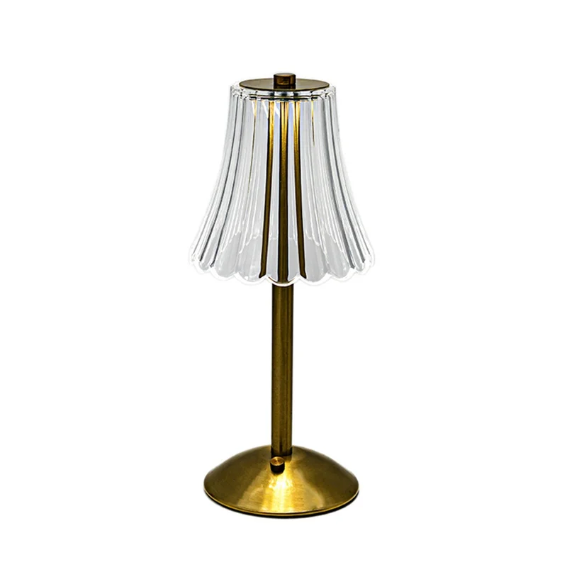 

ABKY-1Set LED Crystal Decorative Table Lamp 800Mah Rechargeable Atmosphere Night Light Gold For Restaurant Cafe
