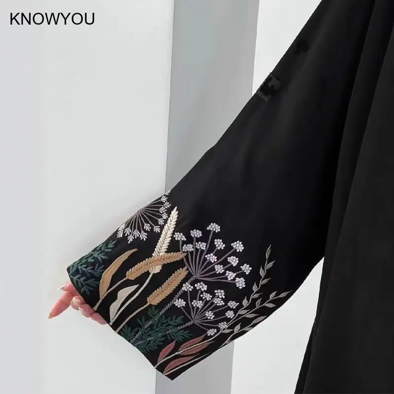 عباية إسلامية فستان مطرز سترة سوداء رداء طويل للنساء فستان حفلة إسلامية جلابية رمضان عبايات فيستدوس المغرب