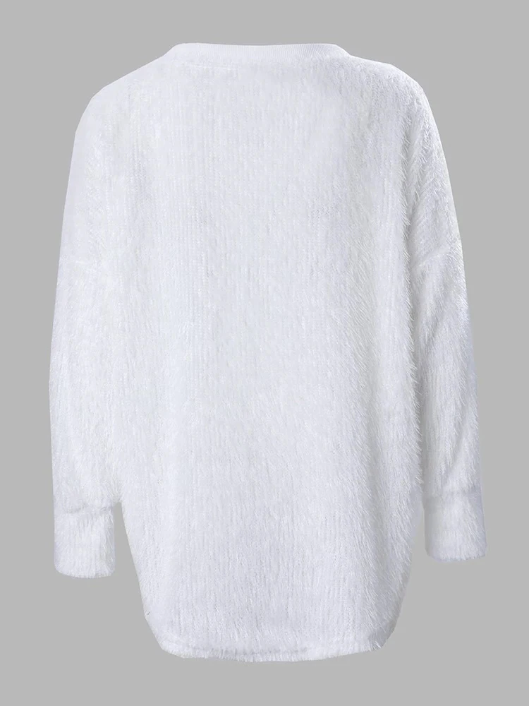 Women\'s Pullover Sweater Jumper Ribbed Knit Oversized Solid Color V Neck Stylish Casual Outdoor Daily Fall Winter