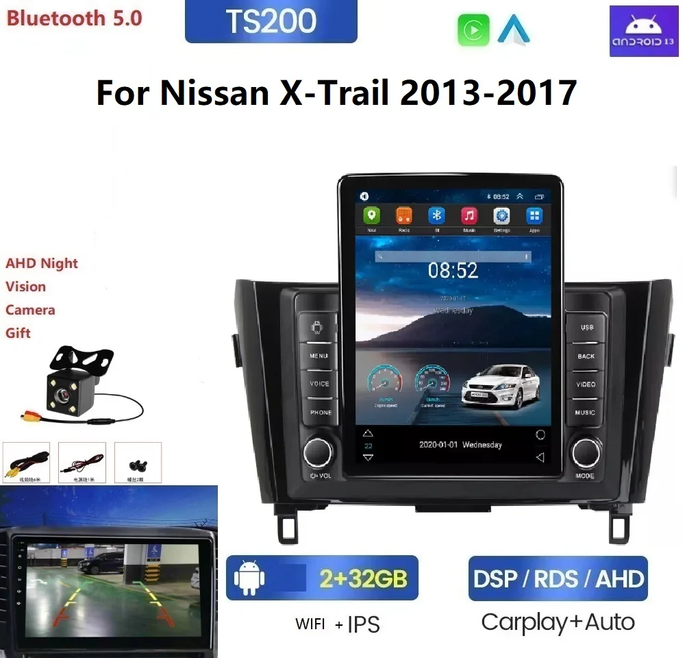 Android 13 android For Nissan X-Trail 2013-2017 split screen 4G LTE WIFI GPS BT car gps stereo android