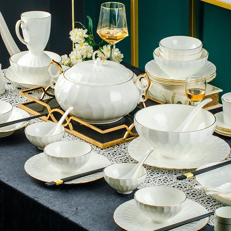 Household Jingdezhen Modern Combination Phnom Penh Bone China Bowls Housewarming Gifts Microwave Oven Tableware