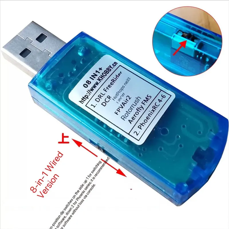 8IN1 USB フライトシミュレーターコンピュータ XTR5 FMS G4 FPV 飛行機 & ヘリコプターコントローラー用多機能フライトシミュレーションツール