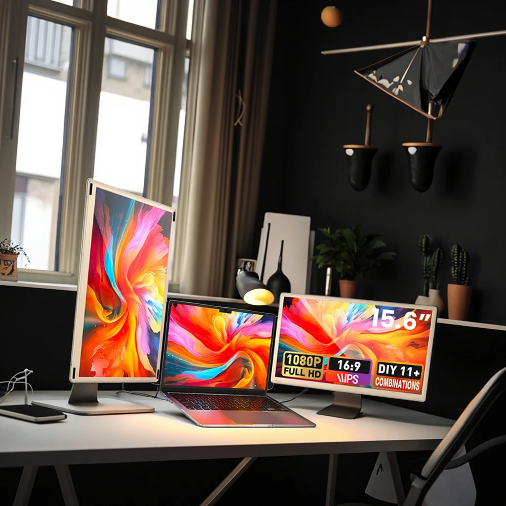 

Factory S6 Portable 15.6inch LCD Monitor Extender FHD 1080P Dual Screen Portable Screen Extender for Laptops Use