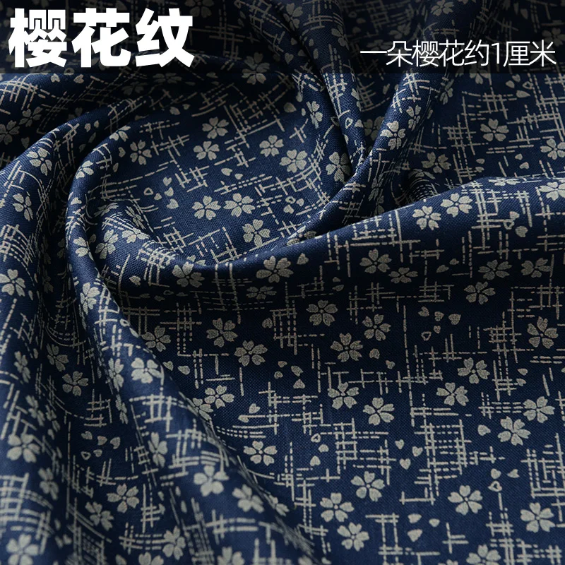 145X50cm Retro Pattern Cotton Sewing Fabric Zhang Cyan Digital Print for DIY Clothing Baby Pants Children's Handmade Projects