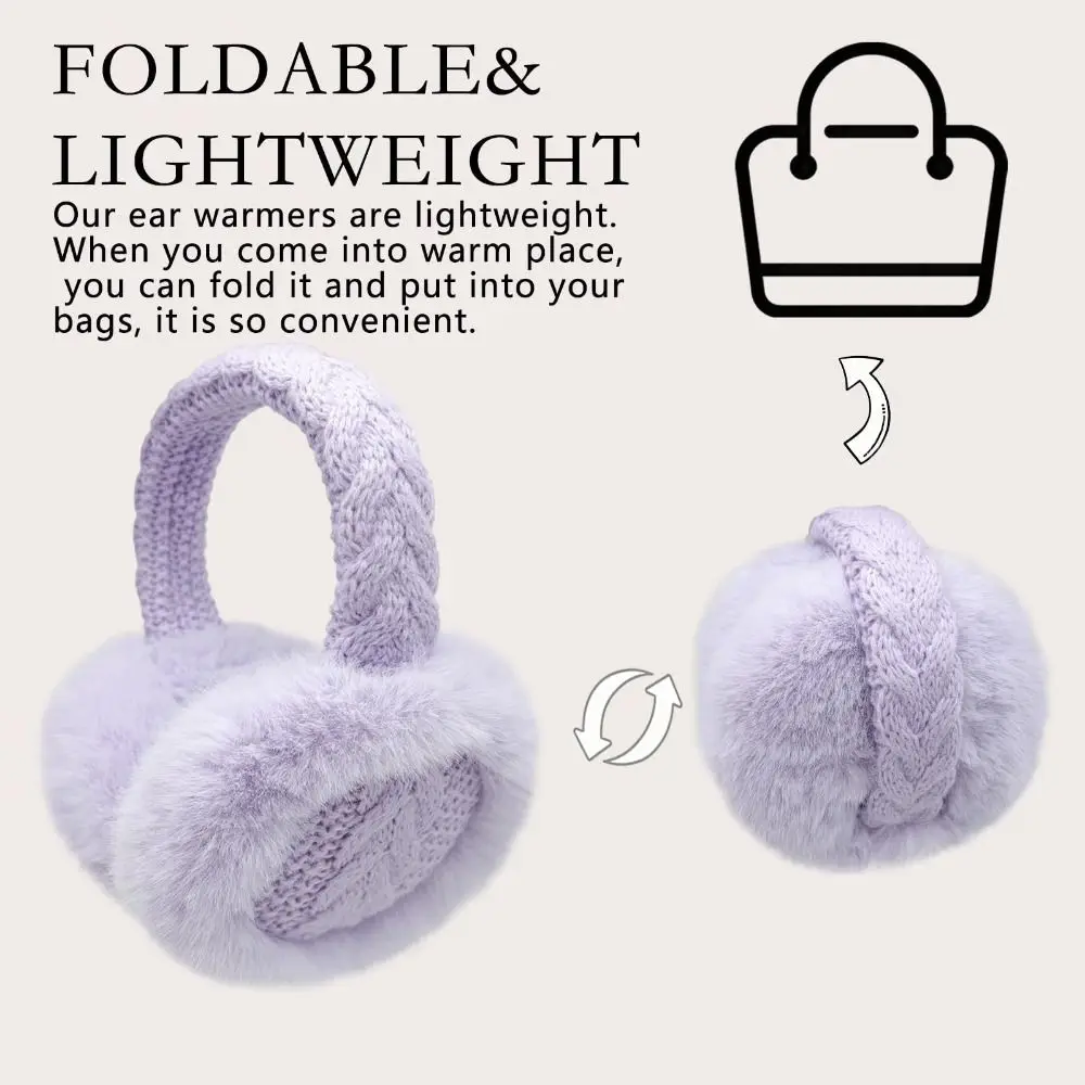 New Soft Foldable Earmuffs Windproof Behind-the-Head Winter Knit Earmuffs Warm Fleece Ear Covers Winter Accessories