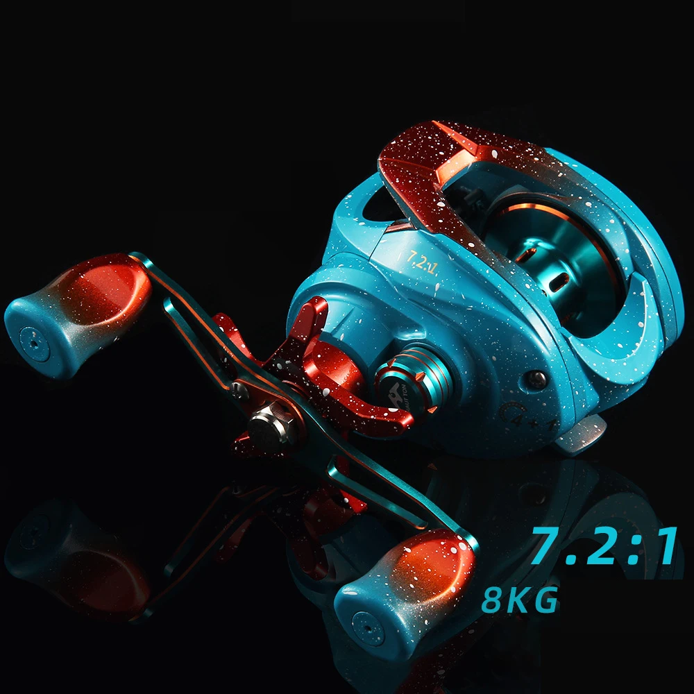 Fishing Reel Max Drag 8KG Water Drop Wheel Gear Ratio 7.2:1 4+1 Magnetic Brake System Fresh Saltwater Fishing Reel