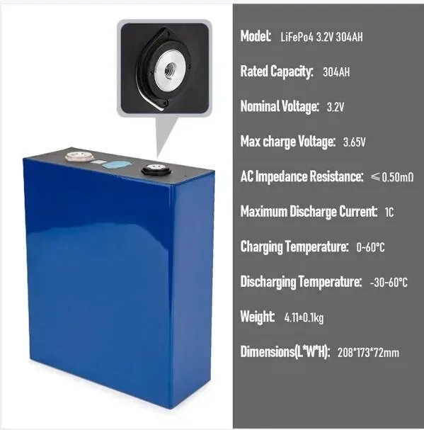 Grade A 3.2V 304Ah LiFePO4 Prismatic Cell for Solar Energy Storage