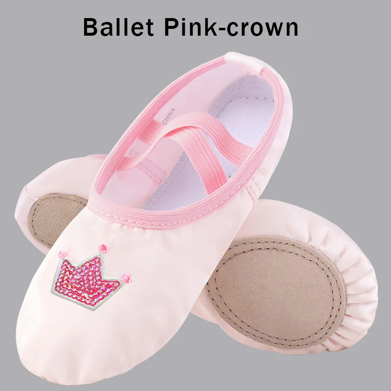 Girls Dance Gymnastics Satin Dance Shoes Ballet Slipper Flats Split Leather Sole with Elastic Bands(Toddler/Little Kid/Big Kid)