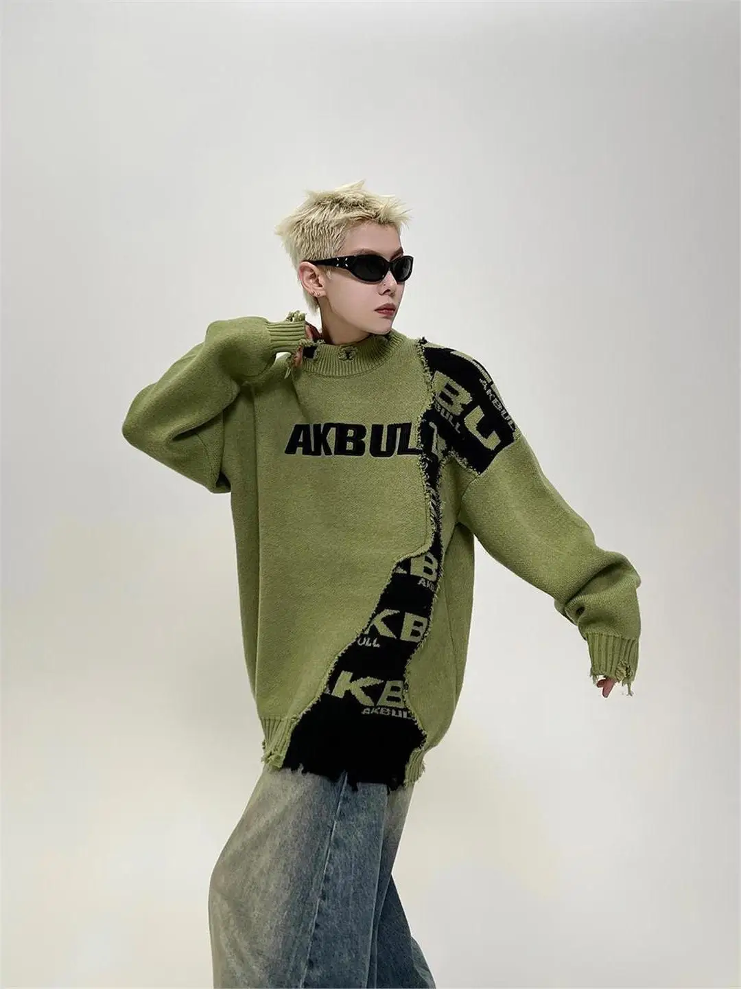 

Свободный повседневный мужской вязаный свитер, осень-зима, новый ленивый Sle Aosphere Destruction Color Blo, свитер для пар