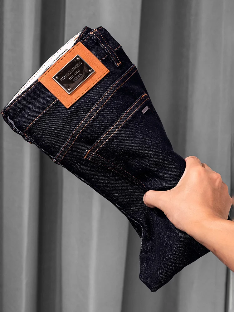 

Мужские джинсы Slim Fit, оригинальные цветные летние тонкие корейские брюки с эластичной резинкой до щиколотки, простые длинные брюки высокого качества, повседневная одежда из хлопка...