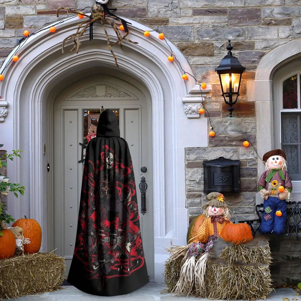 توبياس فورج شبح طويل مقنع عباءة ساحرة القرون الوسطى زي تأثيري كيب هالوين معطف الكبار للجنسين