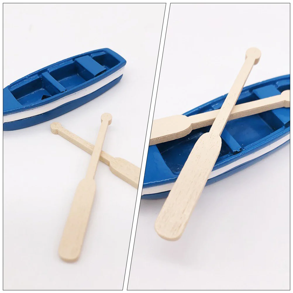 5 Sets Mini Scull House Decoration Home Dollhouse Accessories Manual Container Ornament Boat with Oars Resin Lifelike