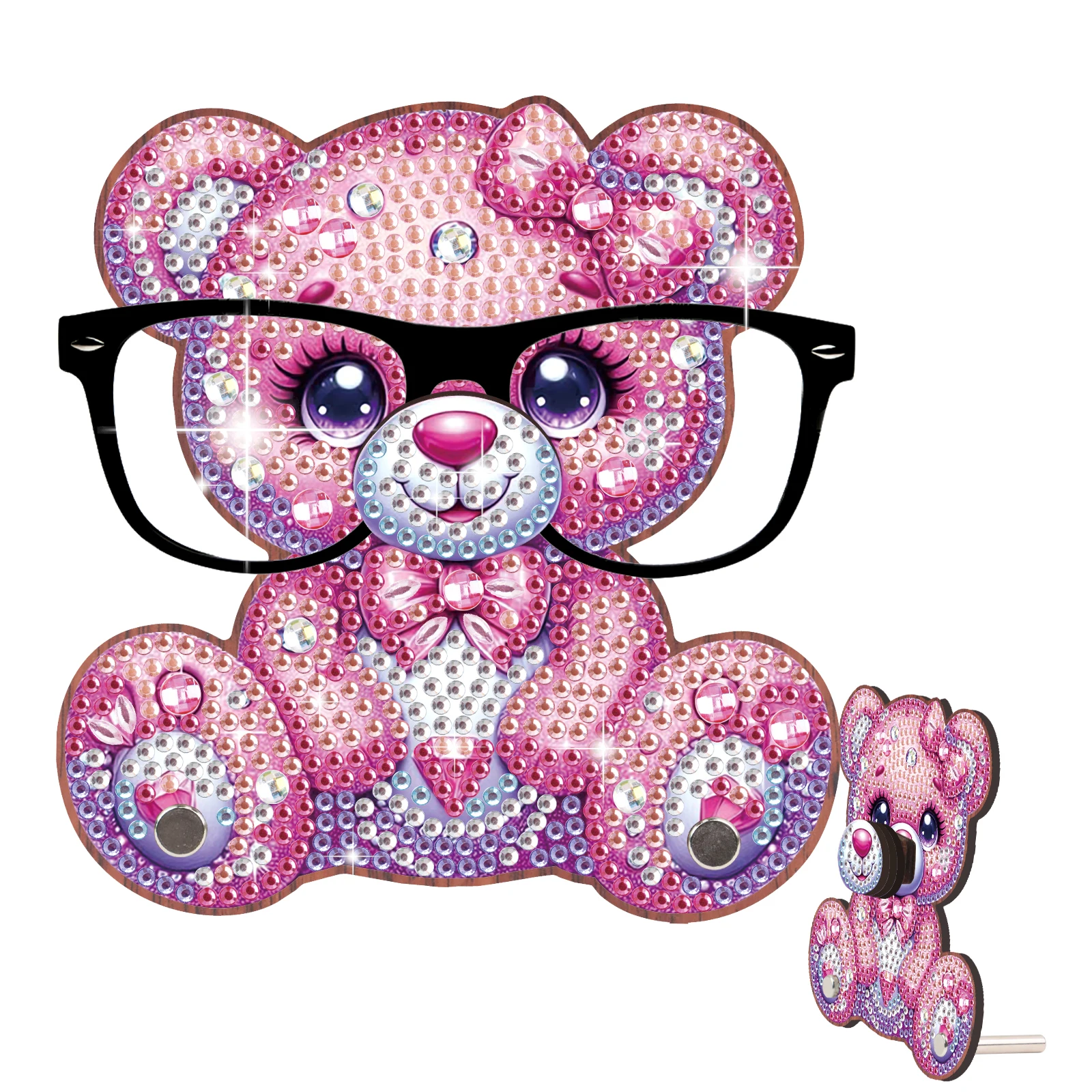 Diamond Painting Eyeglass Frame Ornament Kits,Pink Bear Diamond Art Special Shaped Eyeglass Frame Ornament Decor Crafts Gift