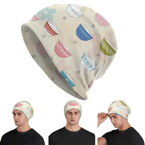 Vintage Pyrex Bowls Collection Warm Knitted Cap Hip Hop Bonnet Hat Autumn Winter Outdoor Beanies Hats for Unisex Adult