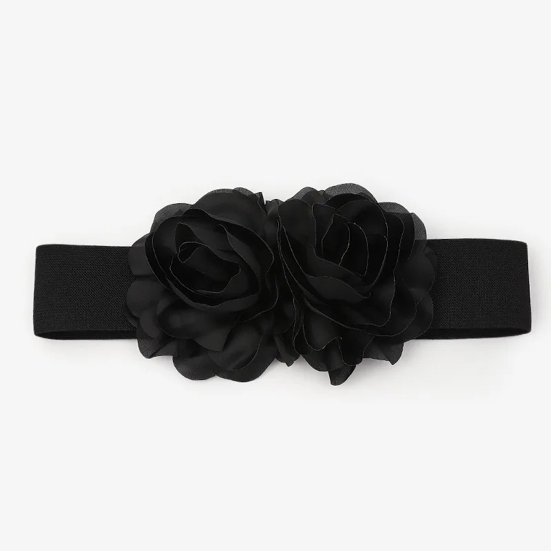 ZLY 2022 New Fashion Waistband Belt Women Elegant Adjustable Elastic Elegant Luxury Flower Decoration PU Leather Material Casual