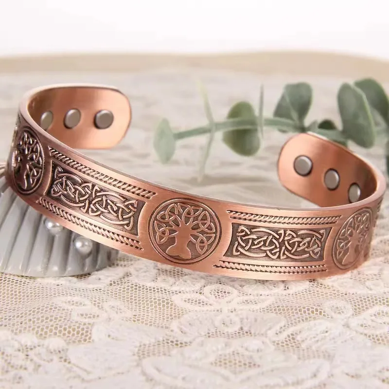 Powerful Magnet Copper Life Tree Bracelet - Adjustable Solid Copper Bracelet with 6 Powerful Magnets, Adorned with Intricate