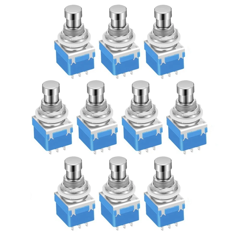 AA79 New 10PCS Guitar Effects Pedal Footswitch 3PDT Stomp Pedal Switch 9-Pin Locking Push Button Foot Switch