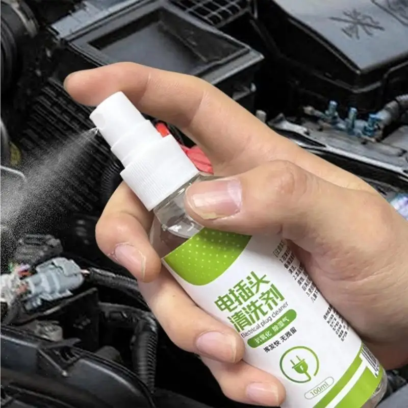 2025 منظف كهربائي صناعي جديد للسيارات 100 مللي بقايا شحن سريع التجفيف مزيل الشحوم رش معدات العناية بمقابس السيارة