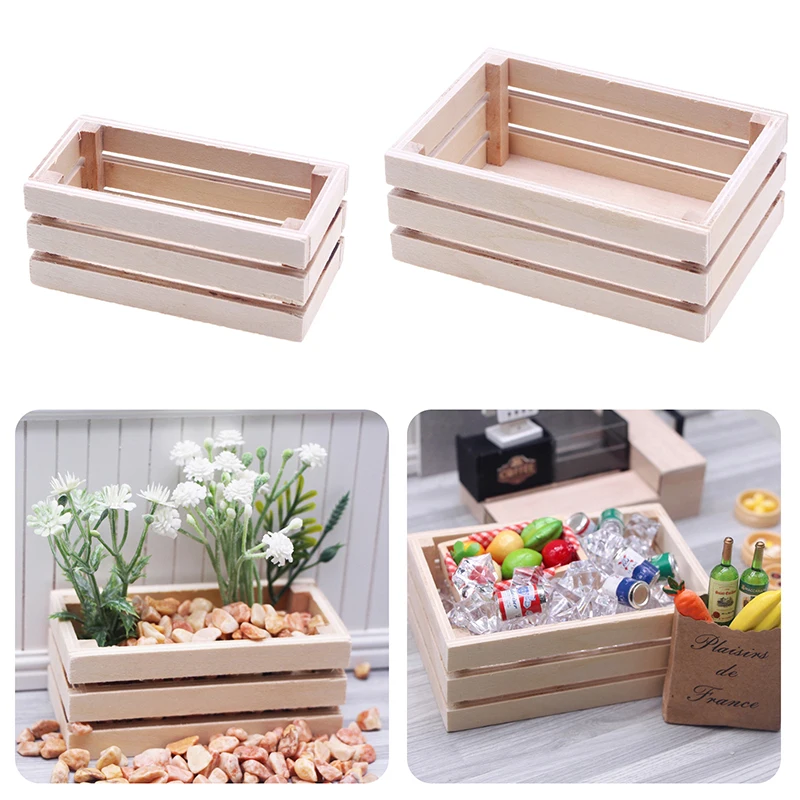 1:12 Dollhouse Mini Wooden Storage Basket Miniature Food Fruit And Vegetable Storage Basket Dollhouse Home Decoration Props