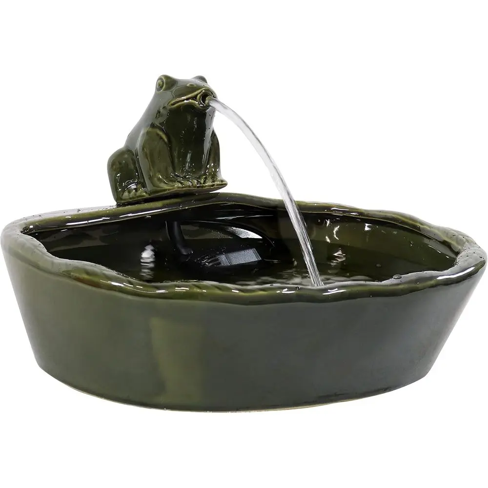 Ceic r-Powered Water ountain - Green Glaze - Low-age Submersible Pump with ilter - rog
