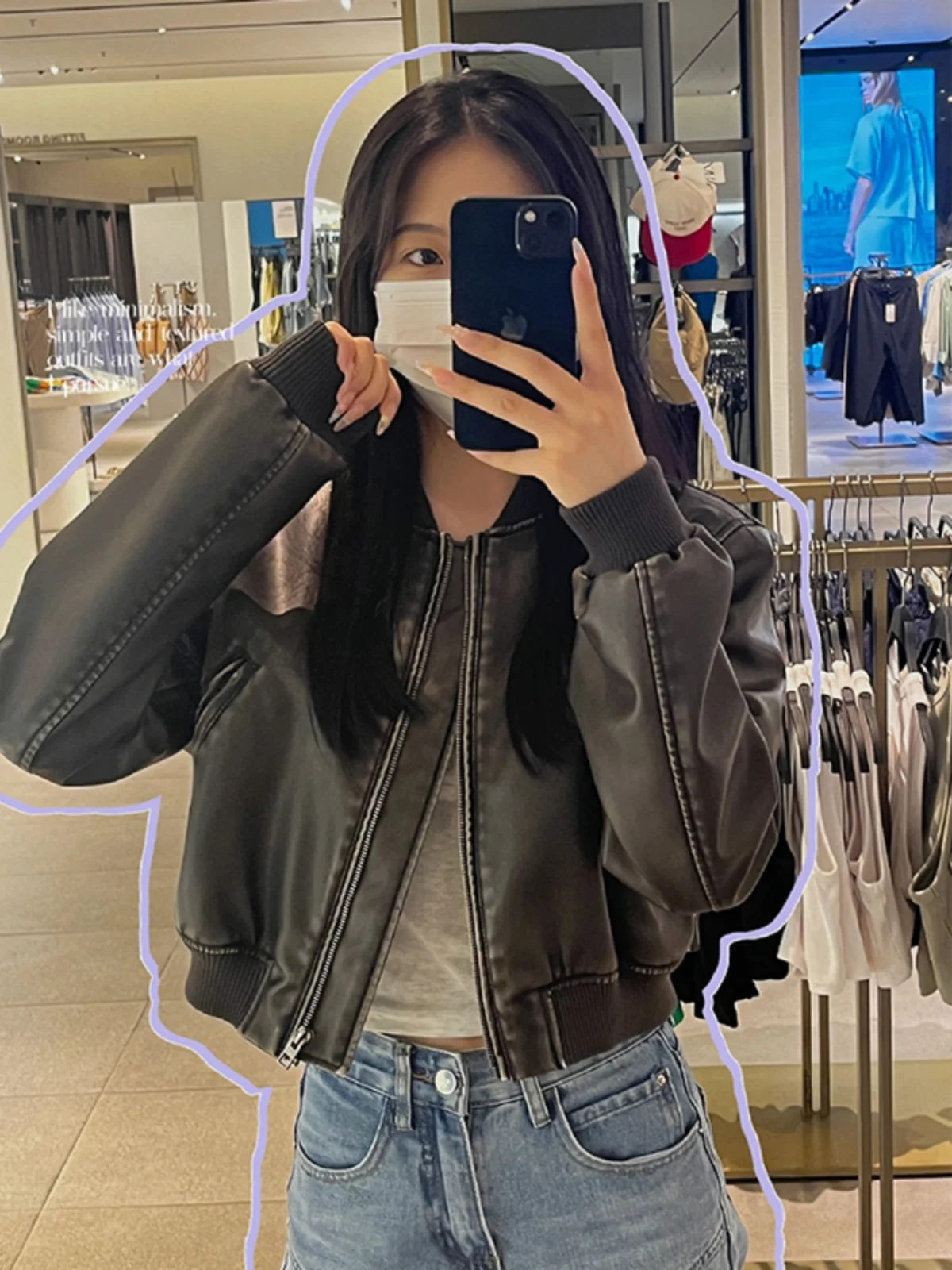 Bla ort rétro en cuir PU Jaet pilote manteau femme petite taille printemps automne rue Sle longue fermeture à glissière Sve