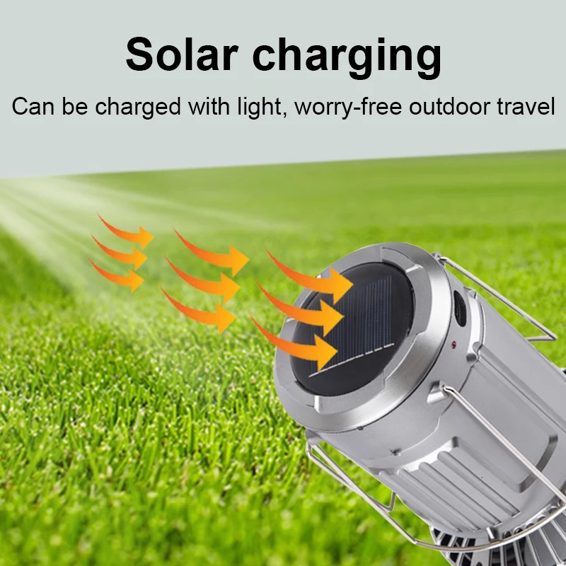 3 In 1 Multifunctional Lantern Fan Solar Charging Portable Hanging Tent Lights Outdoor Camping Rechargeable Fan Lamp