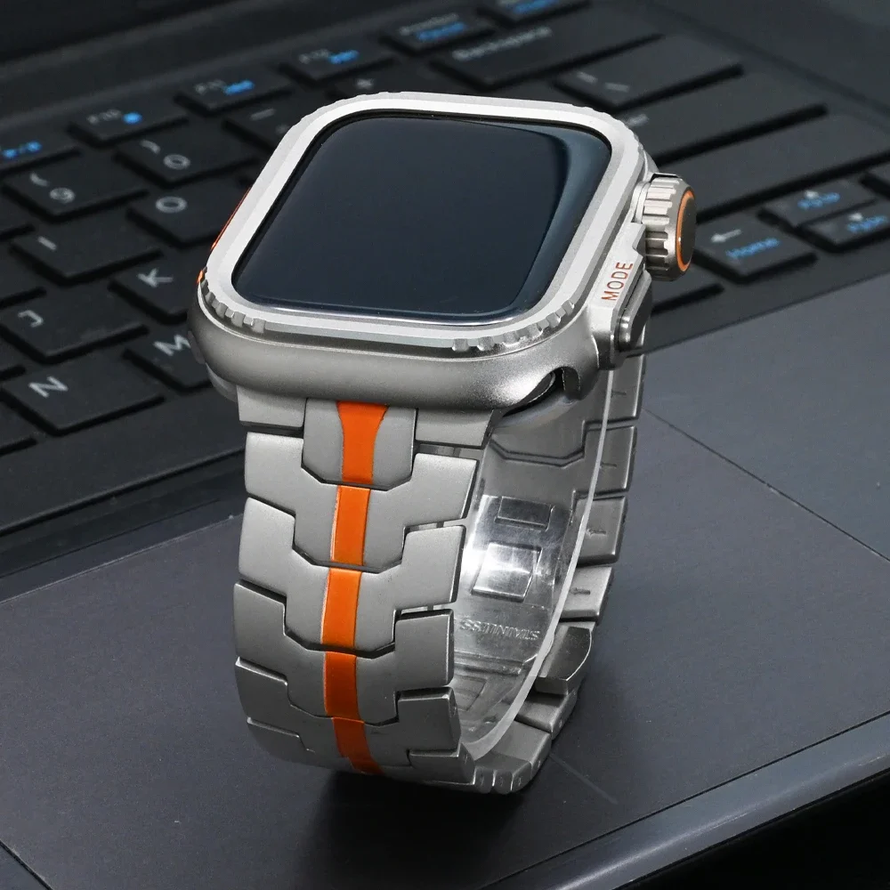 

Stainless Steel Band for Apple Watch Strap 49mm 46mm 45mm 44mm Butterfly Buckle Link Bracelet+case Iwatch 10 9 8 7 6 5 Se Ultra