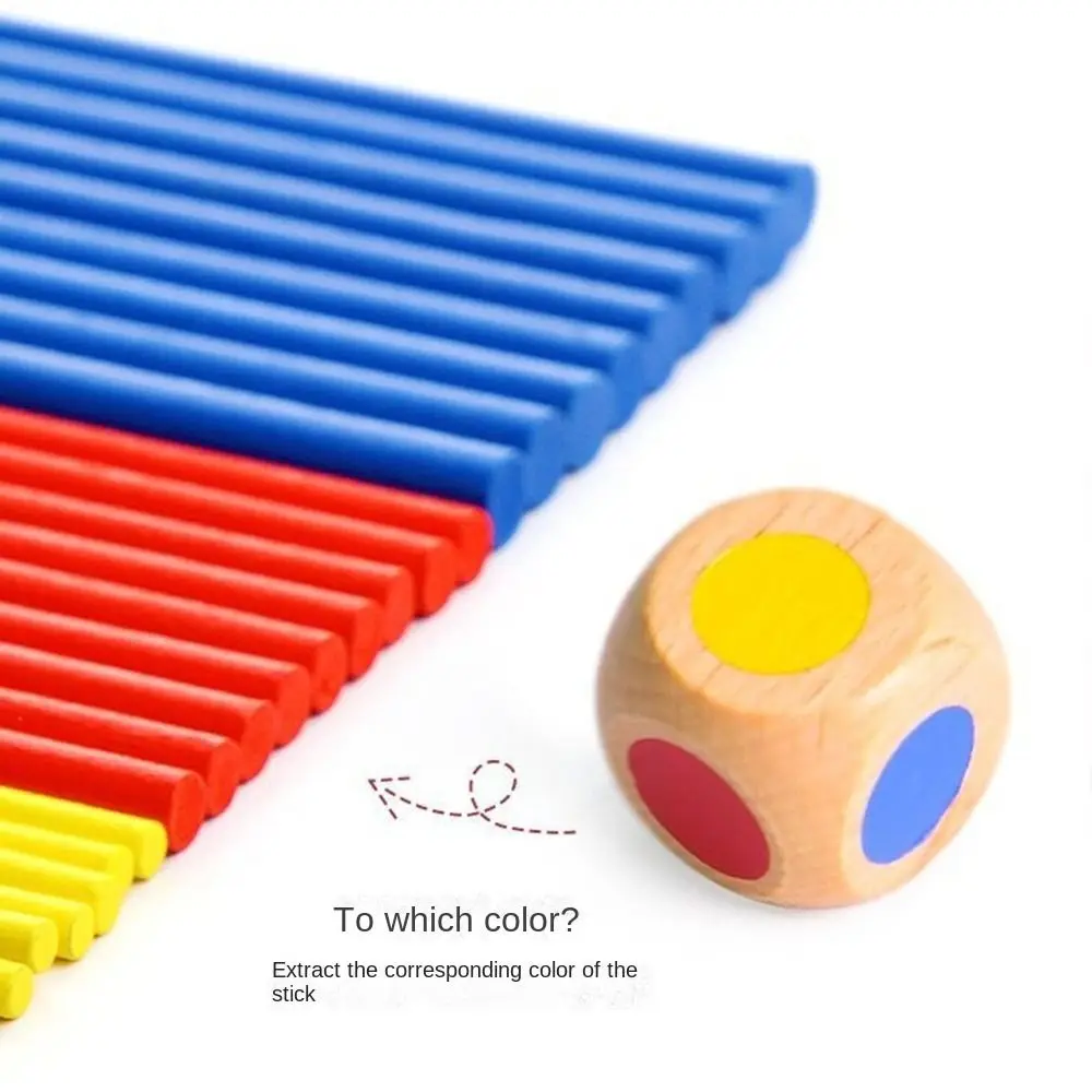 Balance and Patience Training Wooden Pick-Up Sticks Game Montessori Dice Learning Color Toys Early Educational Safety