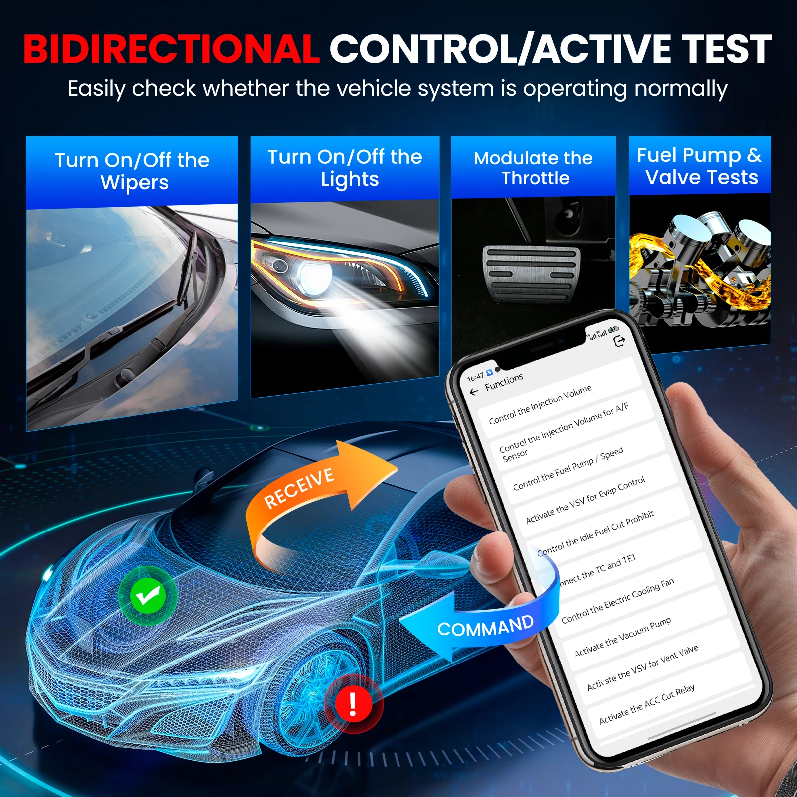 Kingbolen Ediag Elite OBD2 Bluetooth Scanner Bi-directional CANFD 15 Reset All System Diagnostic Tool Automotive Tools ELM327 or iOS & Android, 15+ Hot Reset, CANFD Protocol, FCA AutoAuth, No Subscriptions Lifetime Update