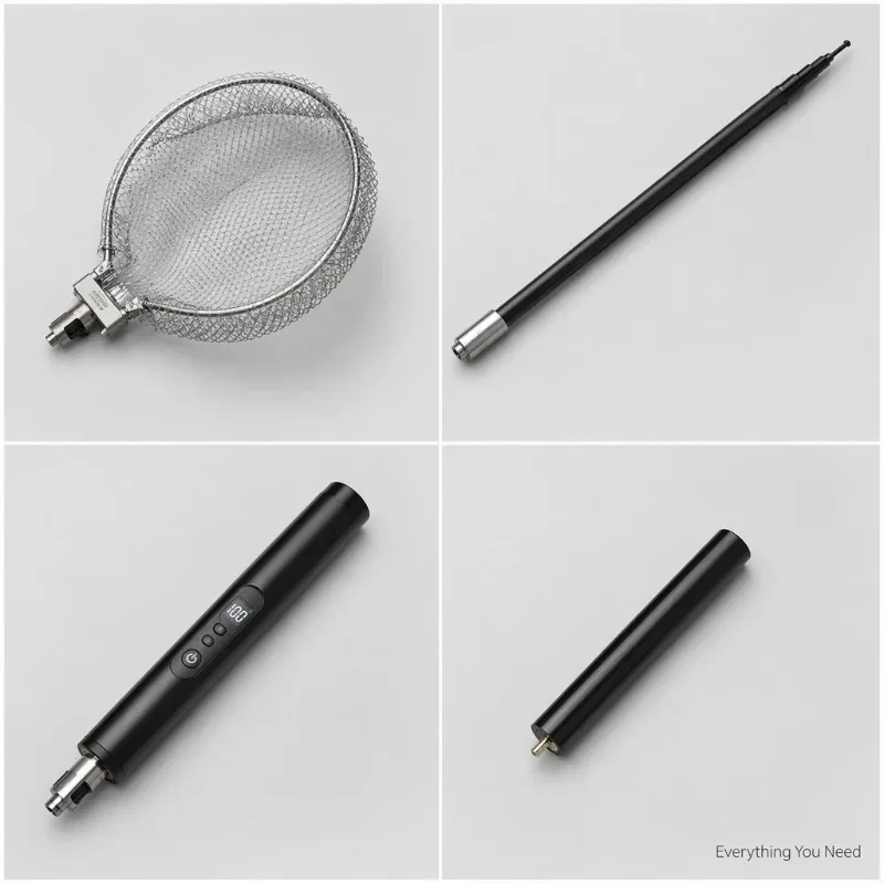 New Energy CNC Integrated Ultra Light Shaft Hardware Outdoor One-piece Net Retrieval Pole Aquatic Capture Accessory