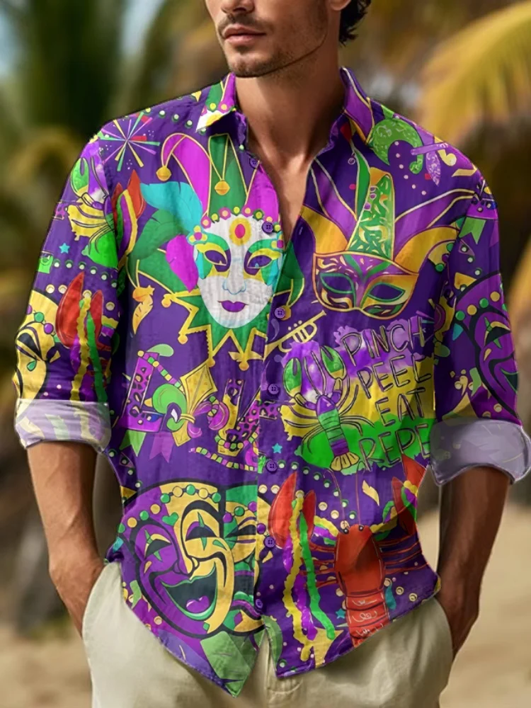 

Модные осенние рубашки для карнавальных вечеринок, повседневные свободные туники с длинным рукавом в уличном стиле, на пуговицах, для отдыха, весенние топы с отложным воротником